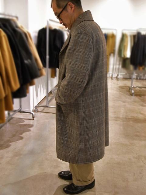 AURALEE DOUBLE FACE CHECK LONG COAT - ステンカラーコート