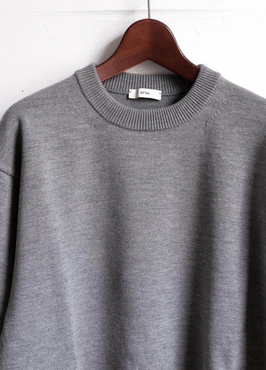 ATON  WOOL WASHI CREWNECK SWEATER