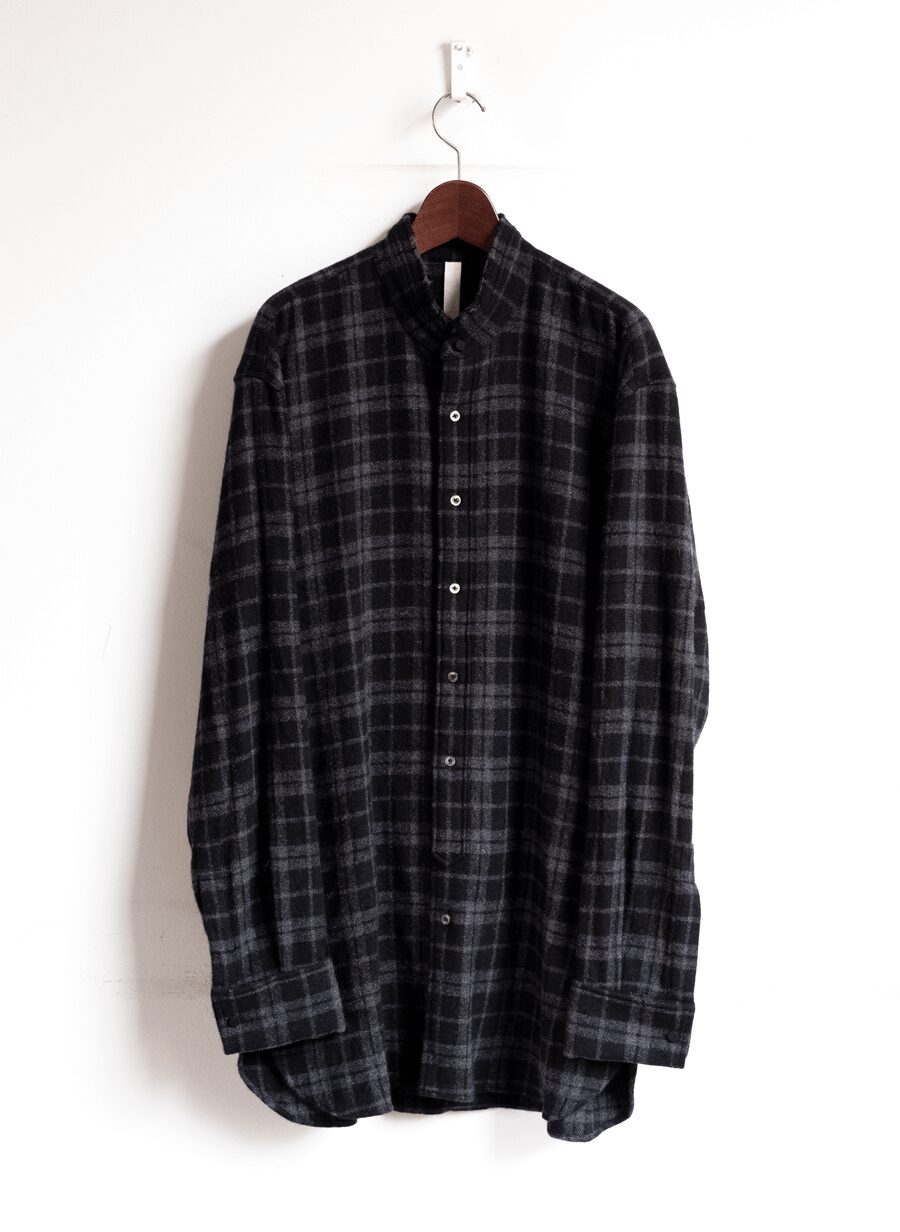 AMC  MELTON CHECK BAND COLLAR SHIRT JACKET “Lou”