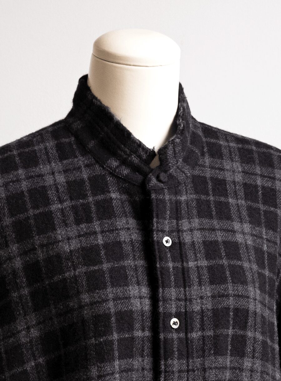 AMC  MELTON CHECK BAND COLLAR SHIRT JACKET “Lou”