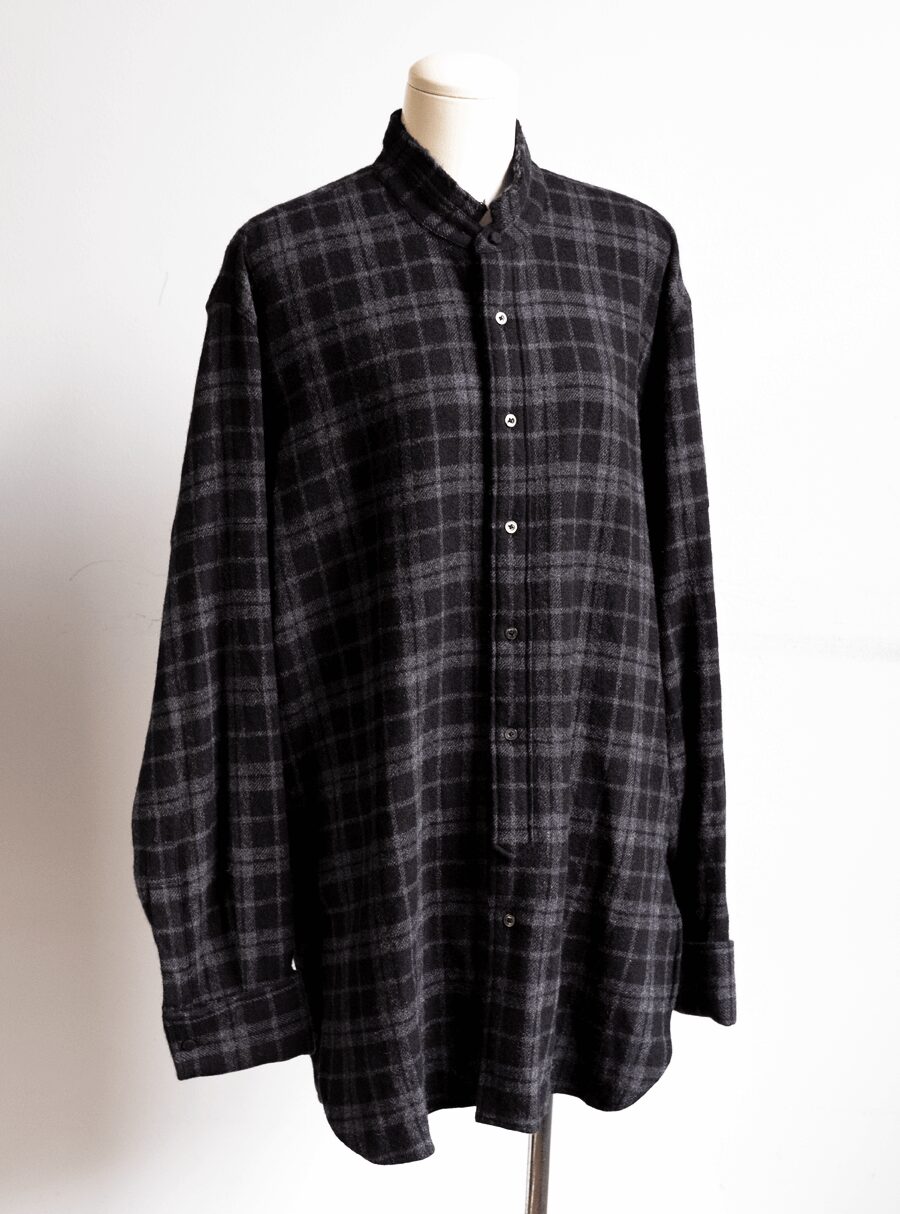 AMC  MELTON CHECK BAND COLLAR SHIRT JACKET “Lou”