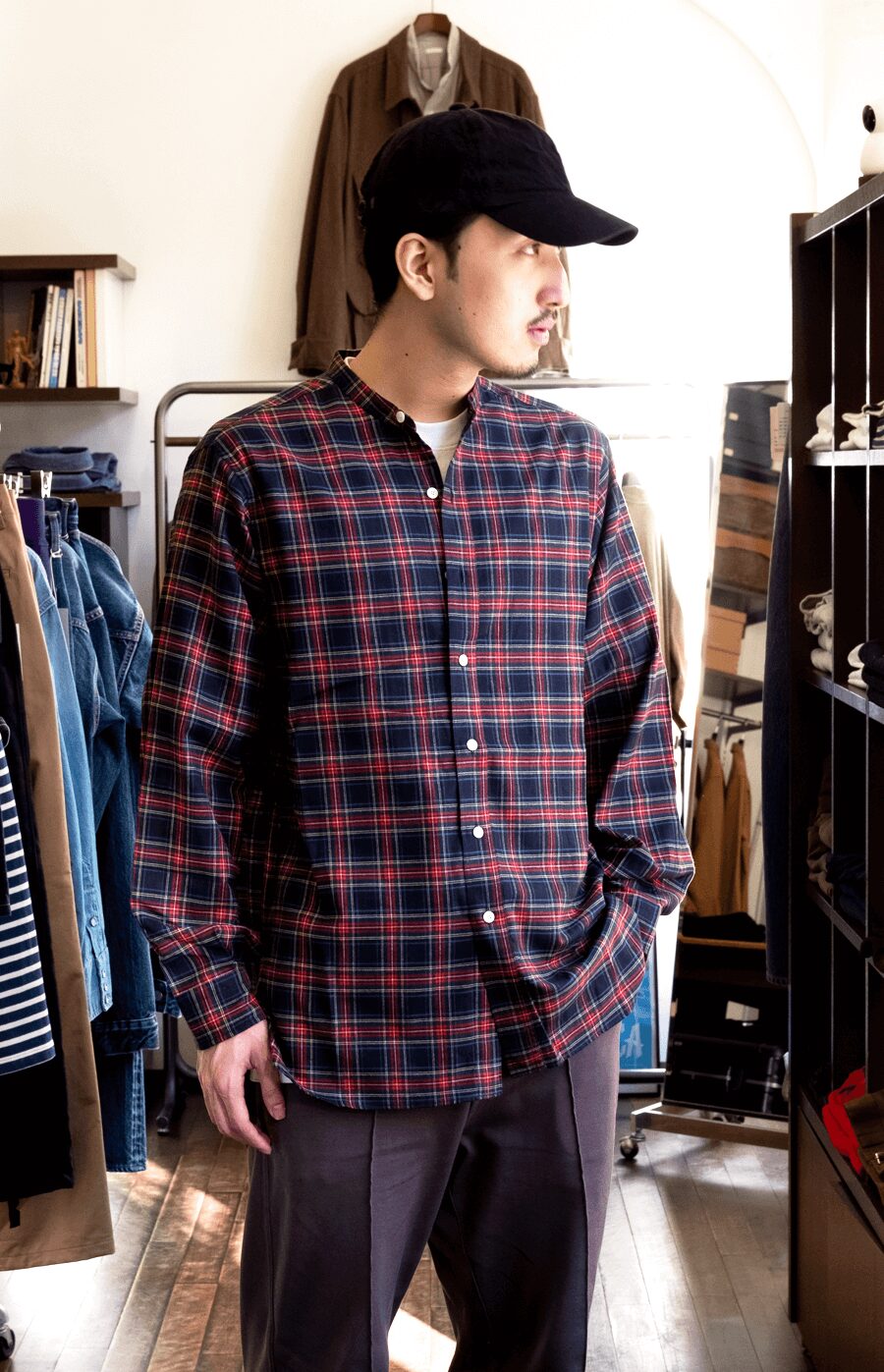 1205  Tartan Check Band Collar Shirt “OBAN”