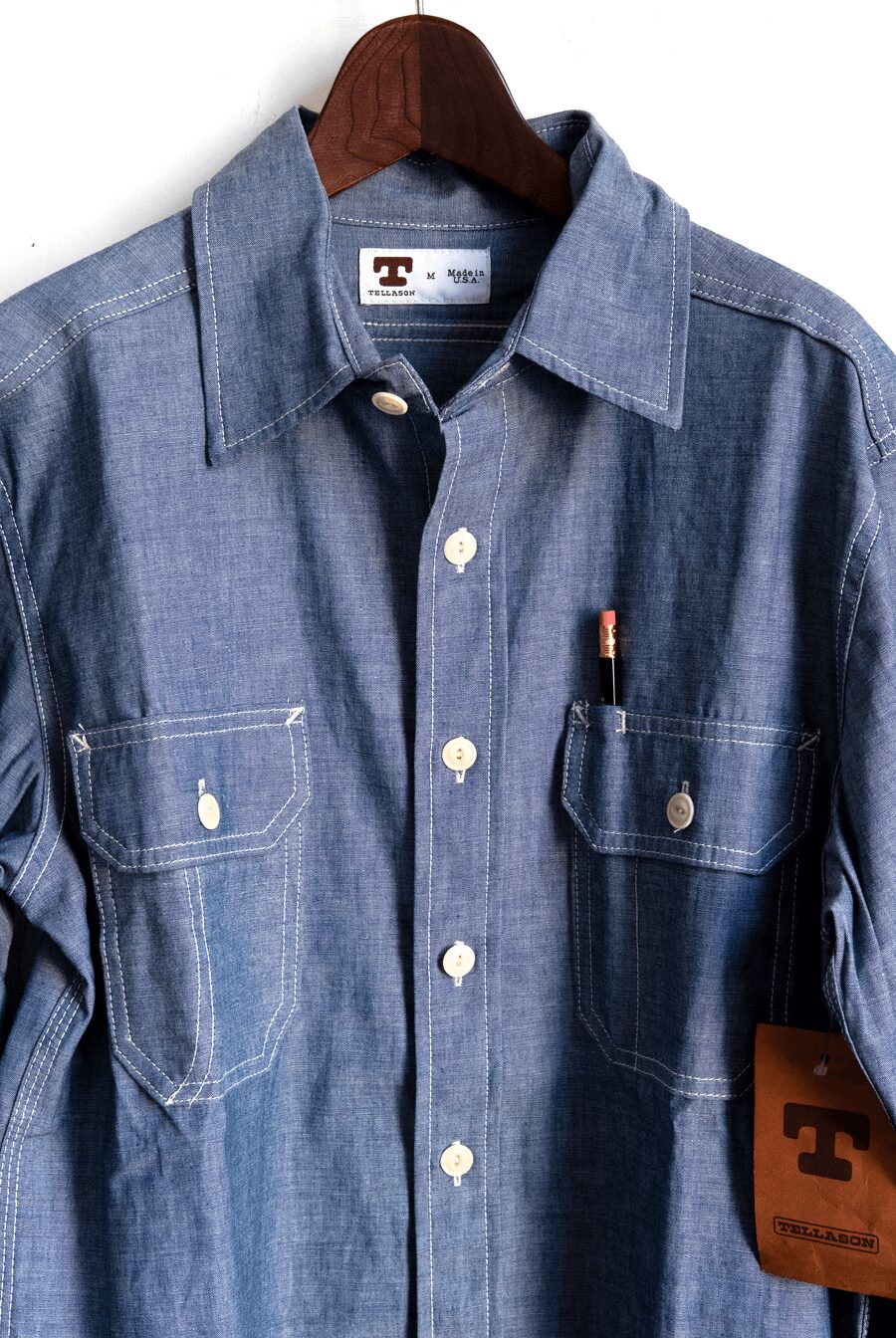 TELLASON　5.5oz CLAMPDOWN CHAMBRAY SHIRT