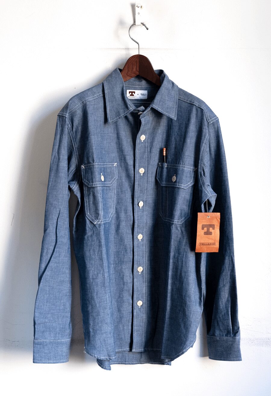 TELLASON　5.5oz CLAMPDOWN CHAMBRAY SHIRT