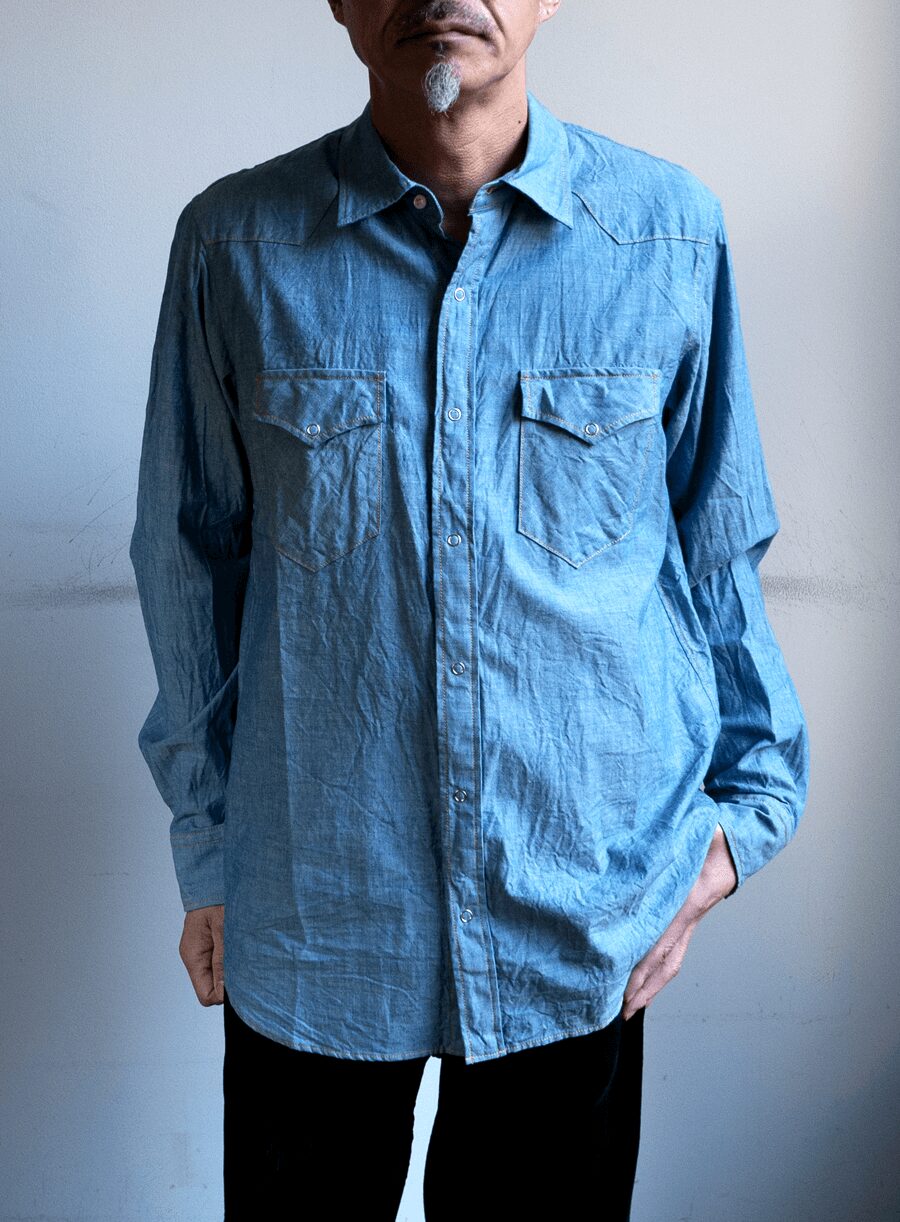 ts(s)　Cotton Chambray Yellow Stitch Western Shirt